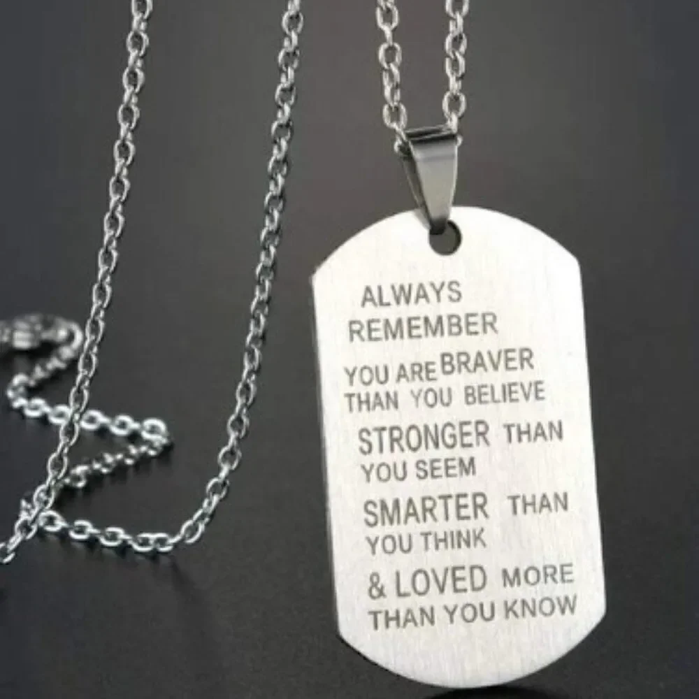 STAINLESS STEEL EMPOWERING DOG TAG NECKLACE